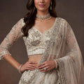 Elegant Off White Net Sequin Embroidery Work Bridal Lehenga Choli Dupatta