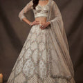 Elegant Off White Net Sequin Embroidery Work Bridal Lehenga Choli Dupatta