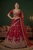 Luxury Red Gadhwal Silk Embroidered Bridal Lehenga Choli with Heavy Net Dupatta
