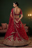 Luxury Red Gadhwal Silk Embroidered Bridal Lehenga Choli with Heavy Net Dupatta