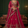 Royal Rani Pink Gadhwal Silk Embroidered Bridal Lehenga Choli with Heavy Net Dupatta