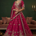 Royal Rani Pink Gadhwal Silk Embroidered Bridal Lehenga Choli with Heavy Net Dupatta