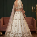 Elegant Off White Gadhwal Silk Embroidered Bridal Lehenga Choli with Heavy Net Dupatta