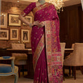Elegant Wine Pink Paithani Silk Saree with Rich Traditional Zari Woven Border