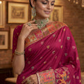 Elegant Wine Pink Paithani Silk Saree with Rich Traditional Zari Woven Border