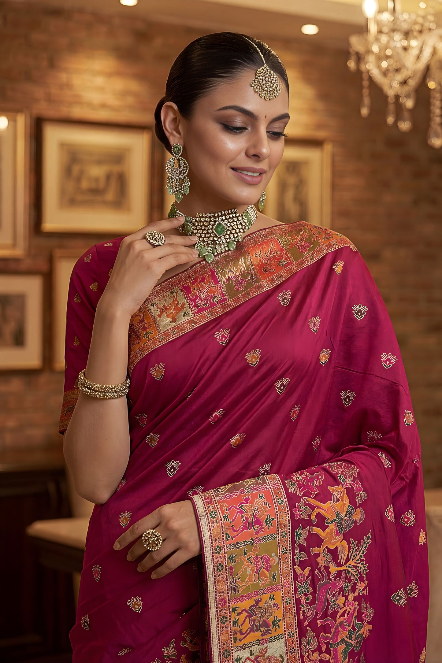 Elegant Wine Pink Paithani Silk Saree with Rich Traditional Zari Woven Border
