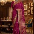 Elegant Wine Pink Paithani Silk Saree with Rich Traditional Zari Woven Border