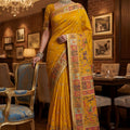 Royal Mustard Yellow Traditional Woven Silk Saree with Intricate Paithani Border