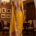 Royal Mustard Yellow Traditional Woven Silk Saree Paithani Border