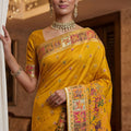 Royal Mustard Yellow Traditional Woven Silk Saree Paithani Border