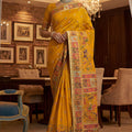 Royal Mustard Yellow Traditional Woven Silk Saree Paithani Border