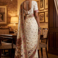Off White Traditional Woven Silk Saree Rich Paithani Border