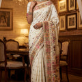  Off White Traditional Woven Silk Saree Rich Paithani Border
