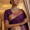 Royal Purple Traditional Woven Silk Saree  Rich Paithani Border