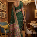 Dark Green Traditional Woven Silk Saree Rich Paithani Border