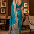 Graceful Teal Blue Traditional Woven Silk Saree with Rich Paithani Border