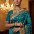 Graceful Teal Blue Traditional Woven Silk Saree with Rich Paithani Border