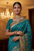 Graceful Teal Blue Traditional Woven Silk Saree with Rich Paithani Border