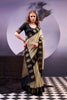 Black Beige Banarasi Silk Saree Rich Golden Zari Weaving Designer Blouse
