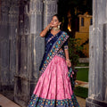 Elegant Navy Blue Tussar Silk Lehenga Choli with Designer Dupatta