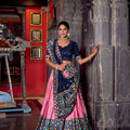 Elegant Navy Blue End Pink Tussar Silk Lehenga Choli Designer Dupatta