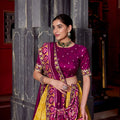 Royal Mustard Yellow Tussar Silk Lehenga Choli Patola Print Dupatta