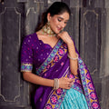 Royal Sky Blue Tussar Silk Lehenga Choli with Patola Print Dupatta
