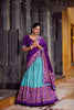 Royal Sky Blue Tussar Silk Lehenga Choli with Patola Print Dupatta