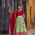 Elegant Pista Green Tussar Silk Lehenga Choli with Patola Print Dupatta