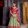 Elegant Pista Green Tussar Silk Lehenga Choli Patola Print Dupatta