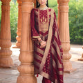 Amazing Maroon Banglori Silk Salwar Suit with Designer Woven Dupatta for Wedding