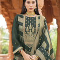 Royal Rama Green Banglori Silk Salwar Suit with Designer Woven Dupatta for Wedding