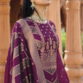 Elegant Purple Banglori Silk Salwar Suit with Designer Woven Dupatta for Wedding