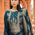 Stunning Teal Blue Banglori Silk Salwar Suit with Designer Woven Dupatta for Wedding