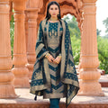 Stunning Teal Blue Banglori Silk Salwar Suit with Designer Woven Dupatta for Wedding