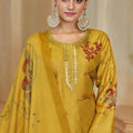 Stylish Mustard Yellow Silk Digital Printed Salwar Suit with Designer Dupatta