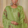 Trendy Pista Green Silk Digital Printed Salwar Suit with Designer Dupatta for Women