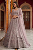 Luxury Mauve Net Embroidered Bridal Lehenga Choli Designer Dupatta for Wedding