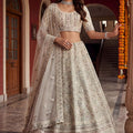 Luxury White Net Embroidered Bridal Lehenga Choli Designer Dupatta for Wedding
