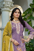 Stylish Purple Shimmer Embroidered Palazzo Suit Set with Mustard Dupatta