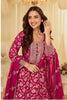 Luxurious Rani Pink Viscose Jacquard Embroidered Gown with Designer Dupatta for Wedding
