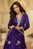 Royal Purple Viscose Jacquard Embroidered Gown with Designer Dupatta for Wedding
