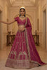 Royal Rani Pink Silk Embroidered Lehenga Choli with Peacock Motif Border and Designer Dupatta