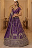 Stylish Purple Silk Embroidered Lehenga Choli with Peacock Motif Border and Designer Dupatta