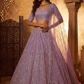 Luxury Lavender Net Heavy Embroidered Lehenga Choli with Designer Dupatta for Wedding