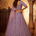 Luxury Lavender Net Heavy Embroidered Lehenga Choli with Designer Dupatta for Wedding