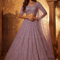 Luxury Lavender Net Heavy Embroidered Lehenga Choli with Designer Dupatta for Wedding
