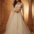 Stylish Off White Net Heavy Embroidered Lehenga Choli with Designer Dupatta for Wedding