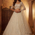 Stylish Off White Net Heavy Embroidered Lehenga Choli with Designer Dupatta for Wedding