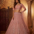 Lovely Pink Net Heavy Embroidered Lehenga Choli with Designer Dupatta for Wedding